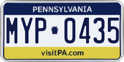 PA license plate MYP0435