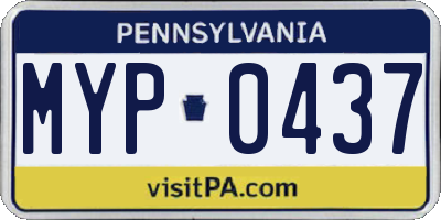 PA license plate MYP0437