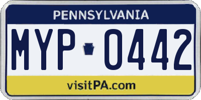 PA license plate MYP0442