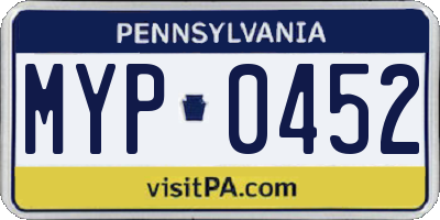 PA license plate MYP0452