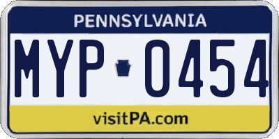 PA license plate MYP0454