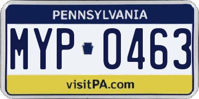 PA license plate MYP0463