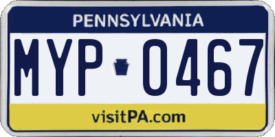 PA license plate MYP0467
