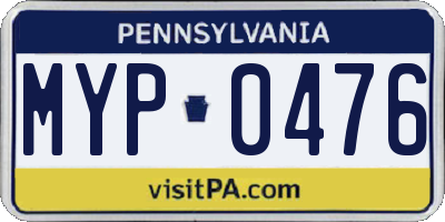 PA license plate MYP0476