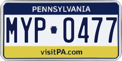 PA license plate MYP0477
