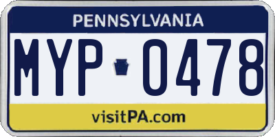 PA license plate MYP0478