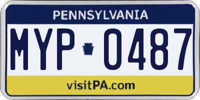 PA license plate MYP0487