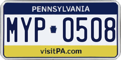 PA license plate MYP0508