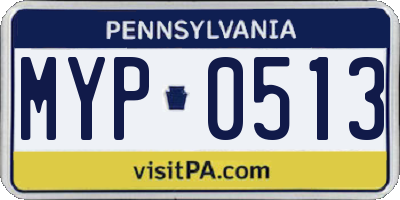 PA license plate MYP0513