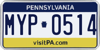 PA license plate MYP0514