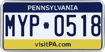 PA license plate MYP0518