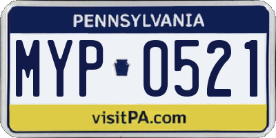 PA license plate MYP0521
