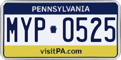PA license plate MYP0525