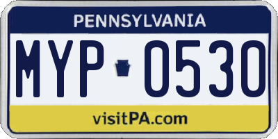 PA license plate MYP0530