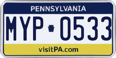 PA license plate MYP0533