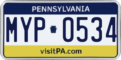 PA license plate MYP0534