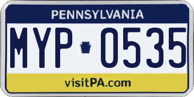 PA license plate MYP0535