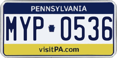 PA license plate MYP0536