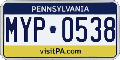PA license plate MYP0538
