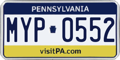 PA license plate MYP0552
