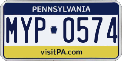 PA license plate MYP0574