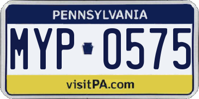 PA license plate MYP0575