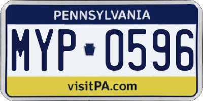 PA license plate MYP0596