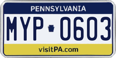 PA license plate MYP0603