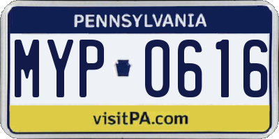 PA license plate MYP0616