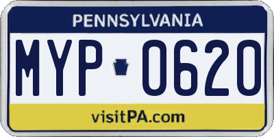 PA license plate MYP0620