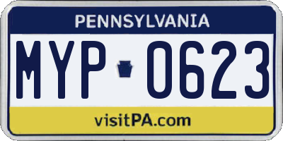 PA license plate MYP0623