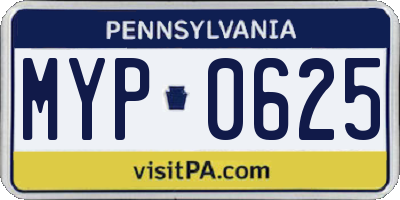 PA license plate MYP0625