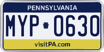 PA license plate MYP0630