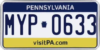 PA license plate MYP0633