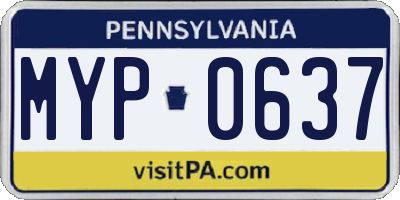 PA license plate MYP0637