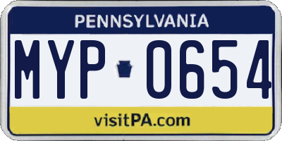 PA license plate MYP0654