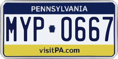 PA license plate MYP0667