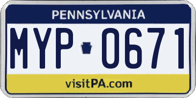 PA license plate MYP0671
