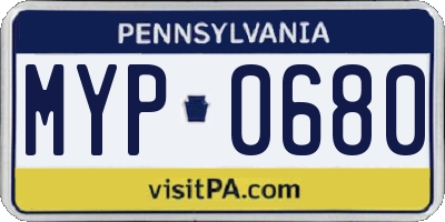 PA license plate MYP0680
