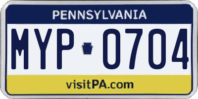 PA license plate MYP0704