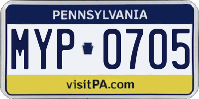 PA license plate MYP0705