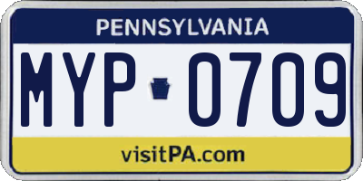 PA license plate MYP0709