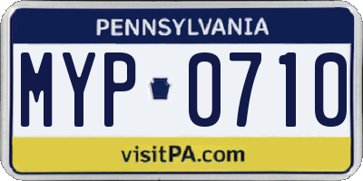 PA license plate MYP0710