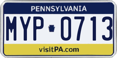 PA license plate MYP0713
