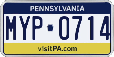 PA license plate MYP0714
