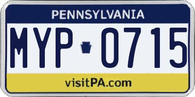 PA license plate MYP0715