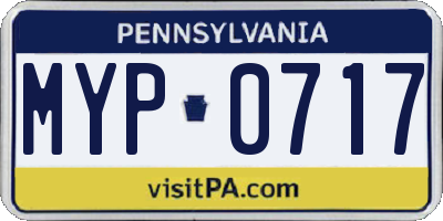 PA license plate MYP0717