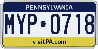 PA license plate MYP0718