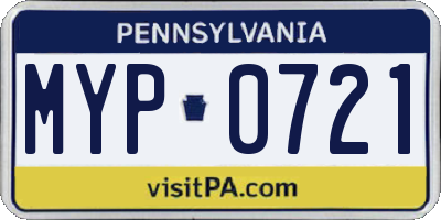 PA license plate MYP0721
