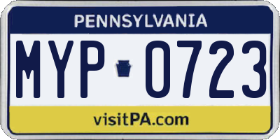PA license plate MYP0723